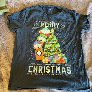 Large South Park Merry Christmas Cartman Navy Blue Shirt